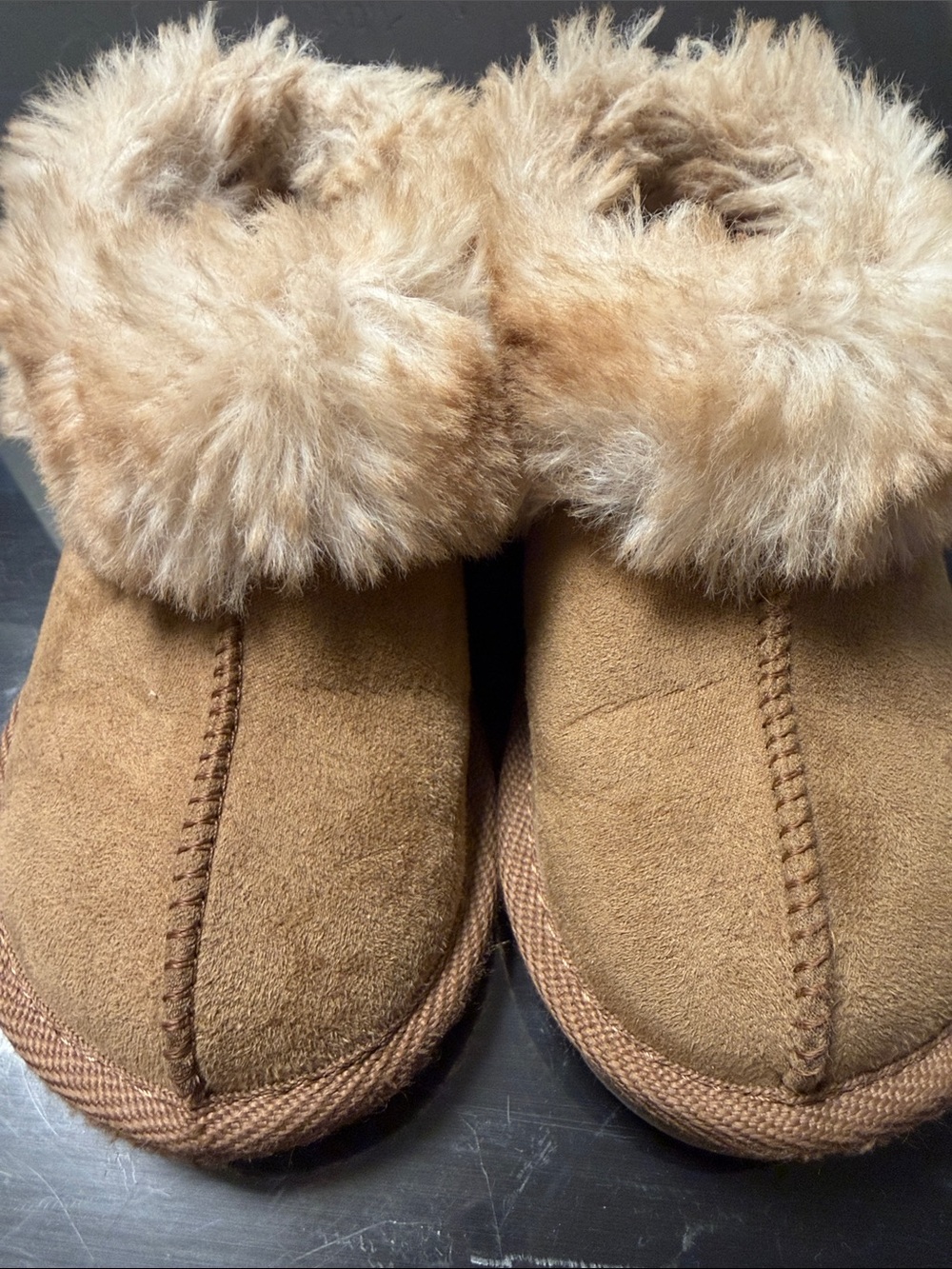 Kids Faux Fur Lined Cozy Slipper - Tan